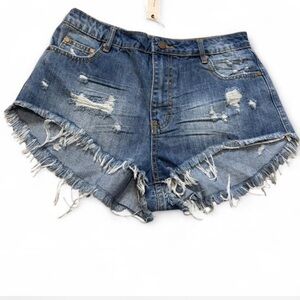 Distressed  Denim Shorts‎